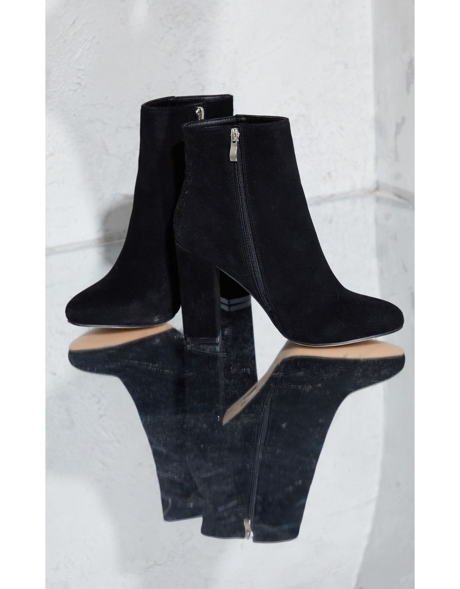Behati Black Faux Suede Ankle Boots - 3