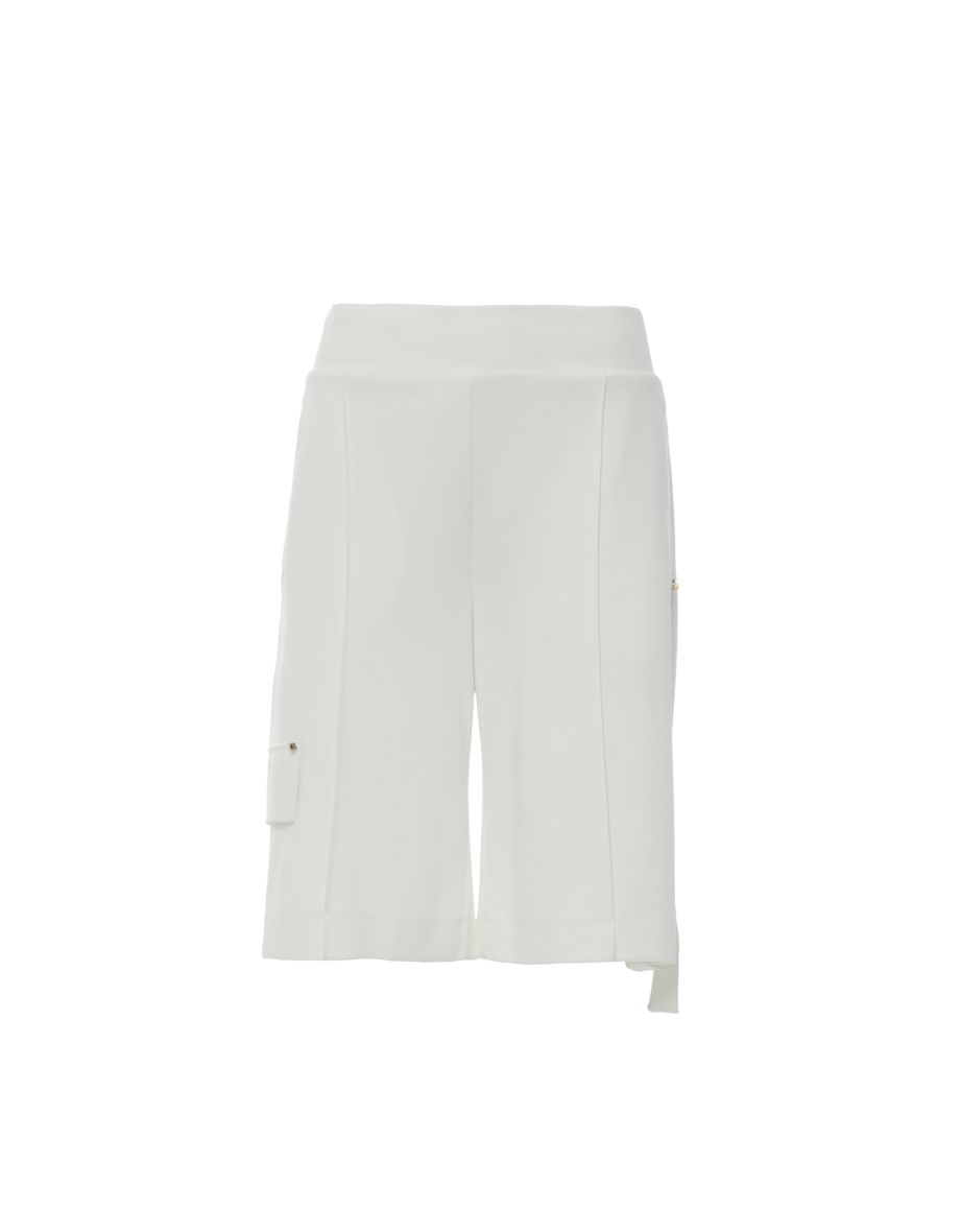 Band And Pocket Detailed Ecru Shorts with Waist Rubber - 4