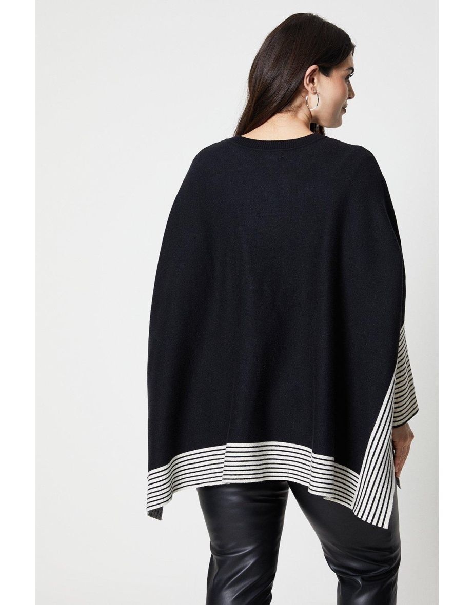 Curve Oversized Poncho Jumper With Contrast Stripe - 2