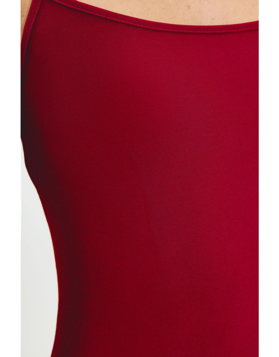 Red Maxi Bodycone/Fits Body Strappy Stretch Knit Dress - 7