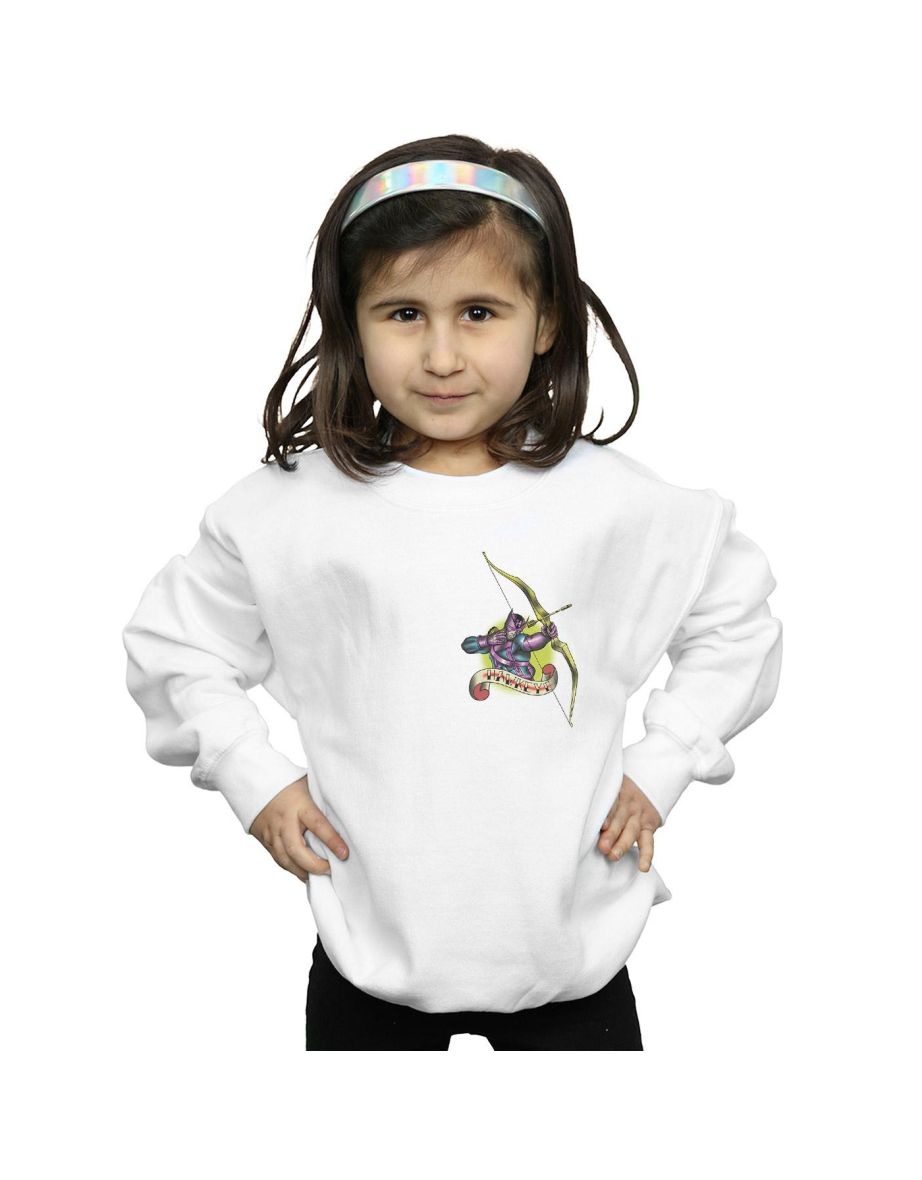 Marvel Girls Hawkeye Tattoo Breast Print Sweatshirt - White