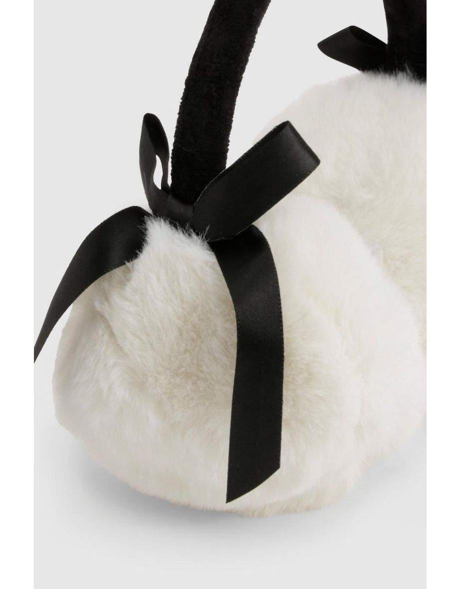 Faux Fur Bow Detail Earmuffs - 2