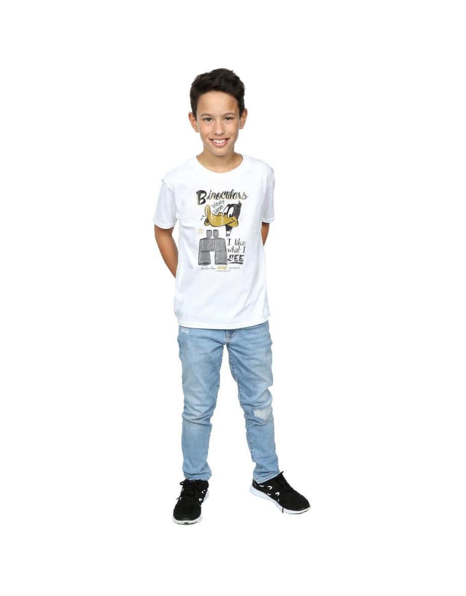 Looney Tunes Boys Daffy Duck Binoculars T-Shirt - White - 3