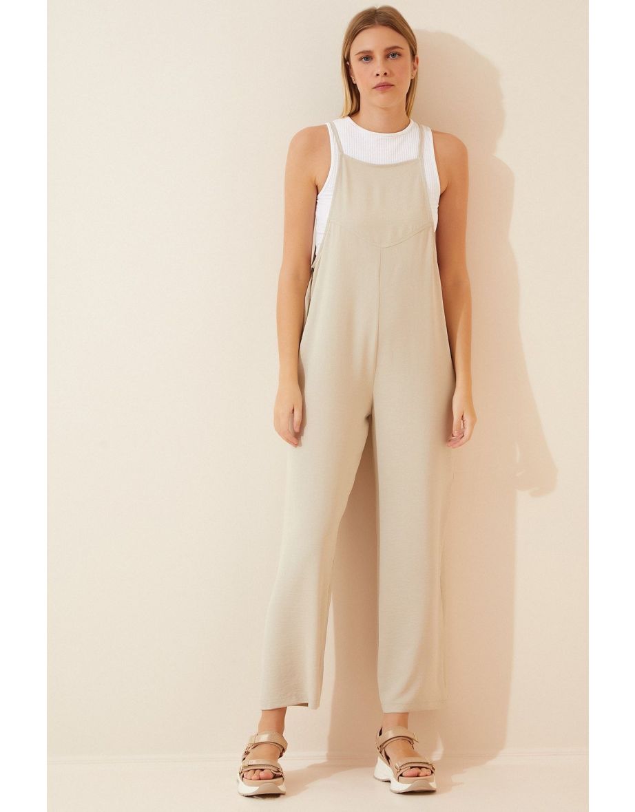 Women's Cream Pocket Gardener Overalls