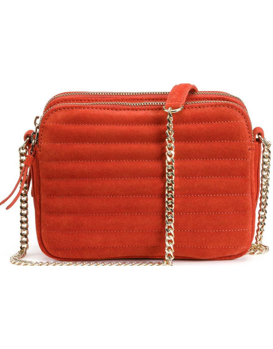 Quilted Suede Handbag with Chain Strap