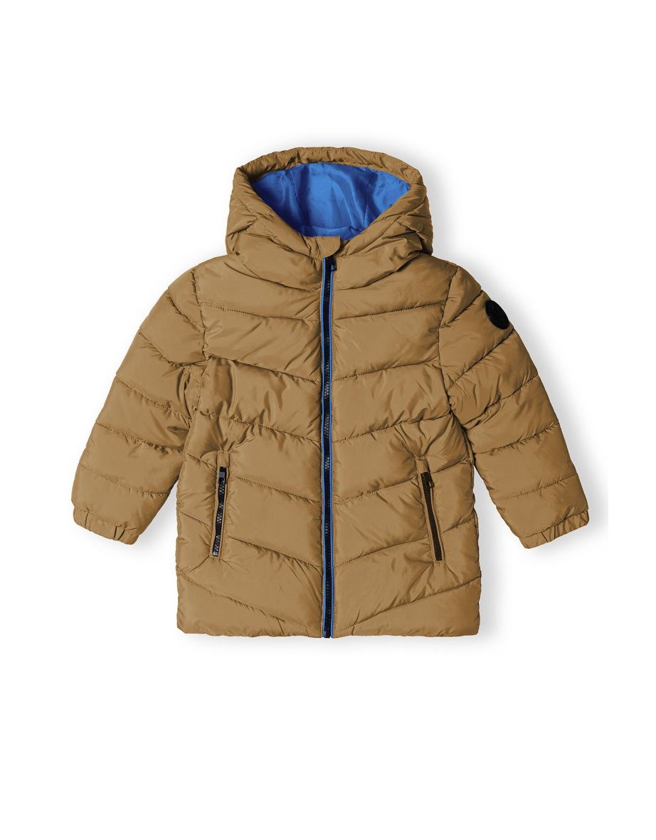 Boys Padded Jacket With Hood And Contrast Lining