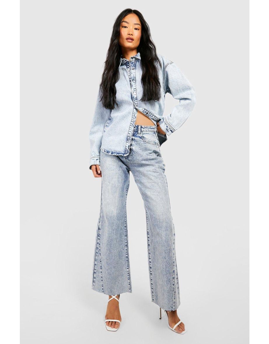 acid-wash straight-leg jeans