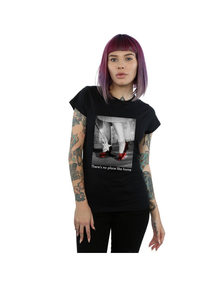 The Wizard Of Oz Womens/Ladies Ruby Slippers Photo Cotton T-Shirt - Black