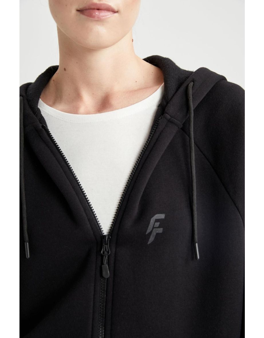Fit Oversize Fit Hooded Double Pocket Zippered Thick Sweatshirt - 6