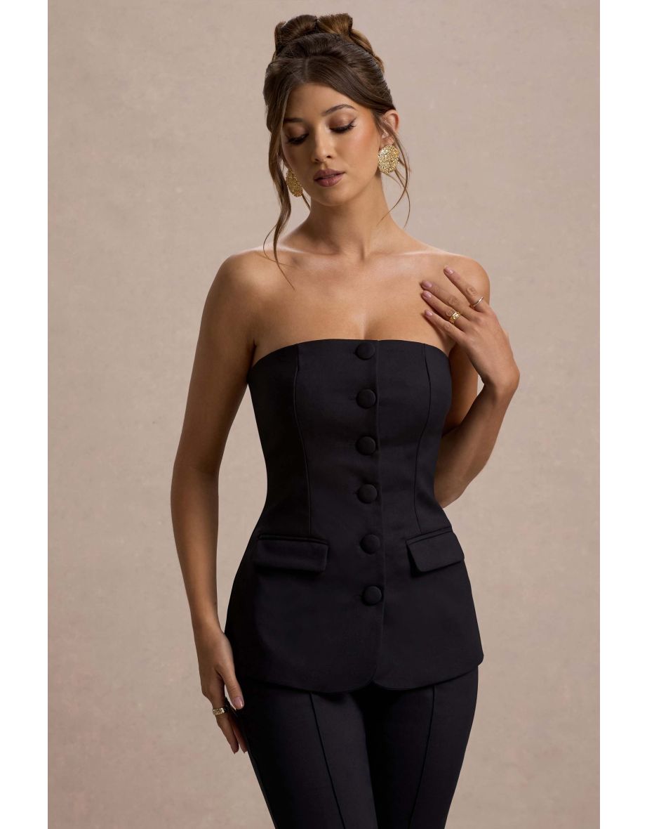 Kehlani | Black High Waist Flared Tailored Trousers - 6