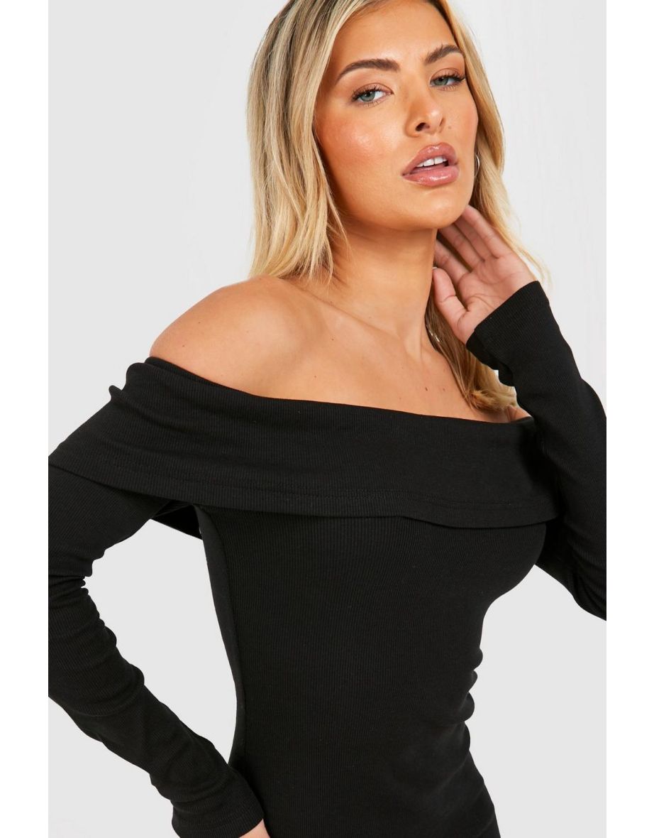 Basic Bardot Bodycon Dress - black - 3