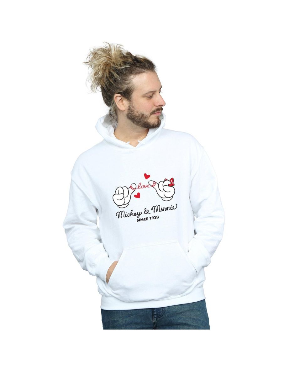 Disney Mens Mickey Mouse Love Hands Hoodie - White - 1