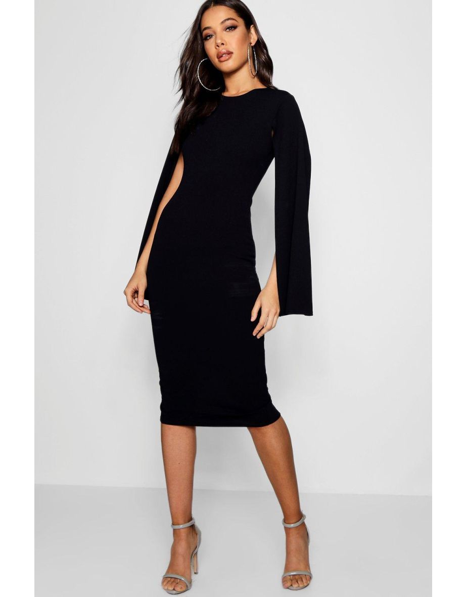 Cape sleeve bodycon midi dress on sale