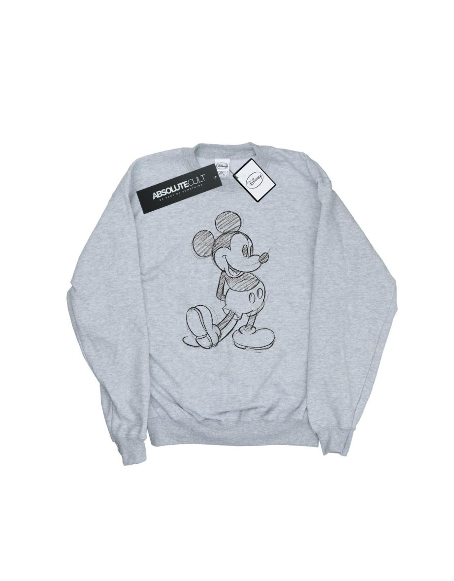 Disney Womens/Ladies Mickey Mouse Sketch Kick Sweatshirt - Sports Grey