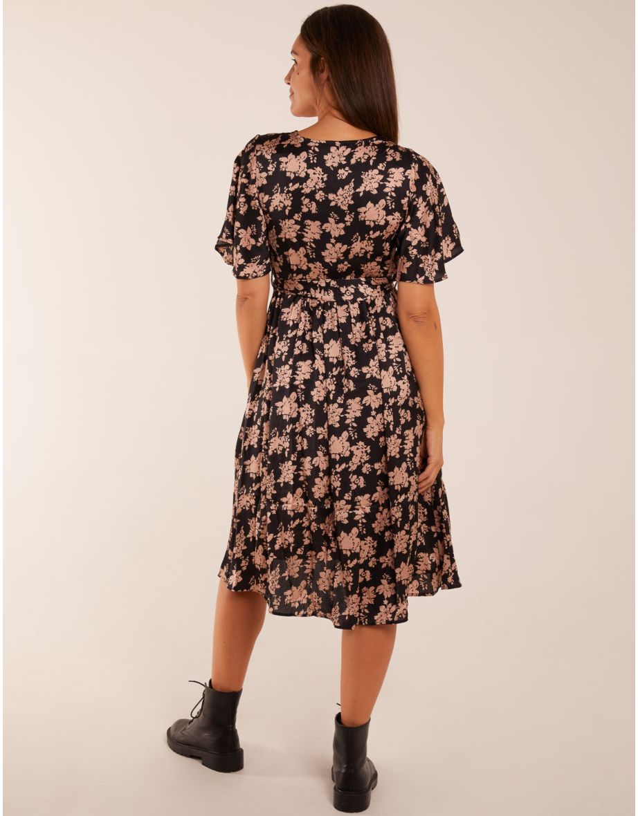 V-Neck Angel Sleeve Midi Dress - 3