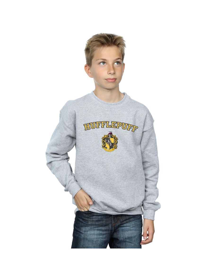 Harry Potter Boys Hufflepuff Crest Sweatshirt Sports Grey