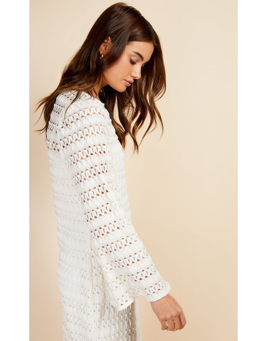 Cream Crochet Knit Dress by Vogue Williams - 3