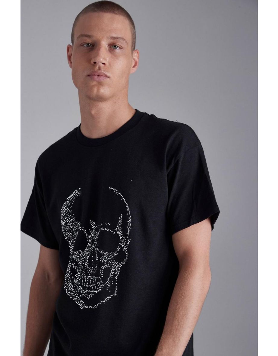 Rhinestone Skull T-shirt - black - 2