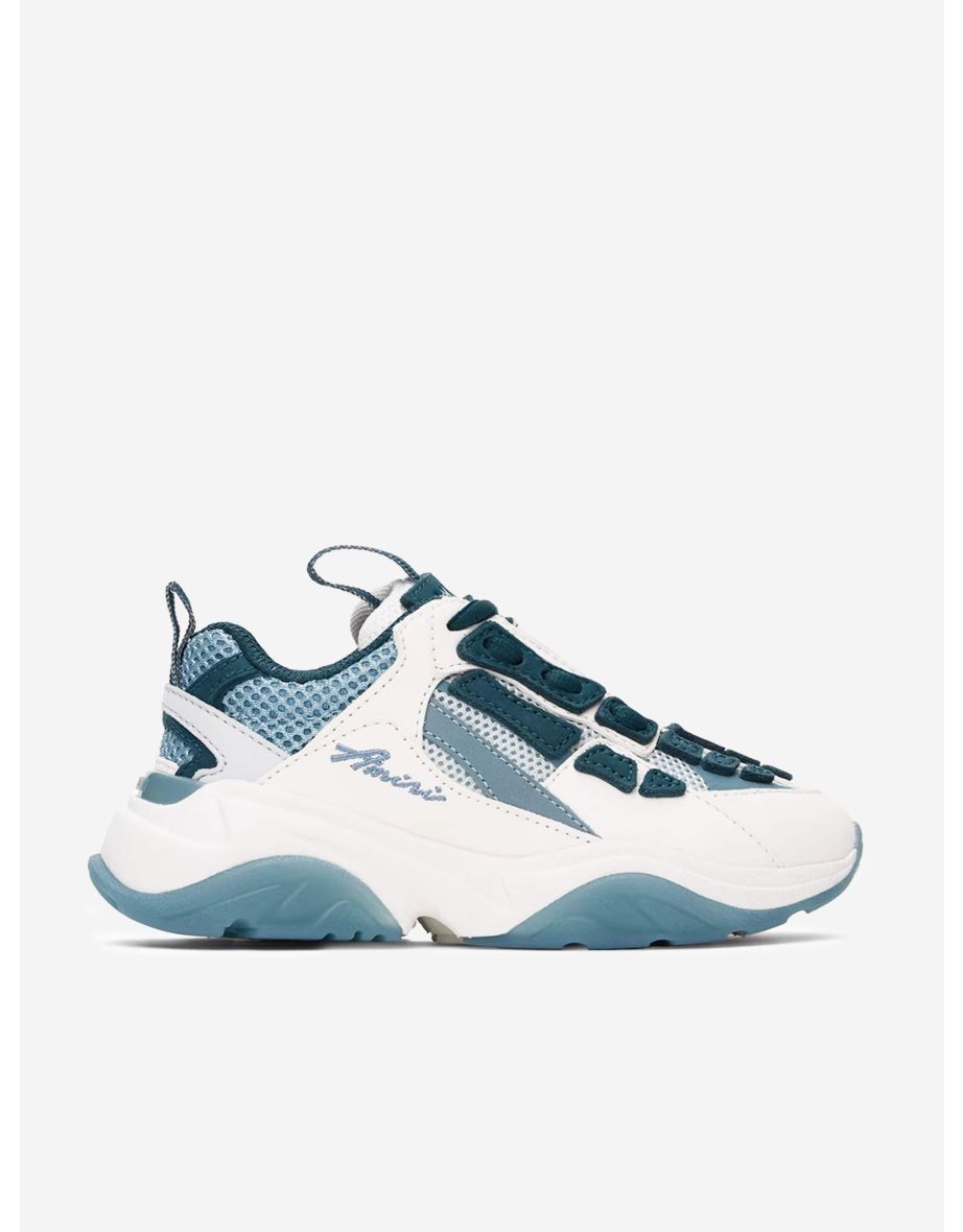 Amiri Kids Leather Bone Runner Trainers in Blue