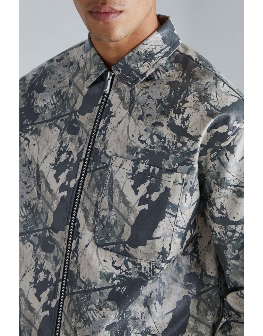 Pu Long Sleeve Boxy Abstract Shirt - 2
