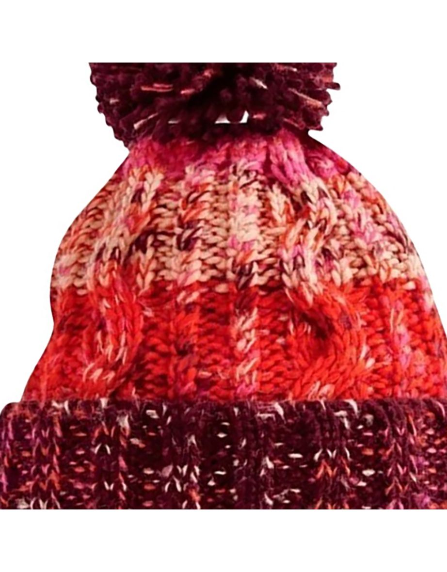 Beechfield Unisex Adults Corkscrew Knitted Pom Pom Beanie Hat - Cherry Sherbet - 1