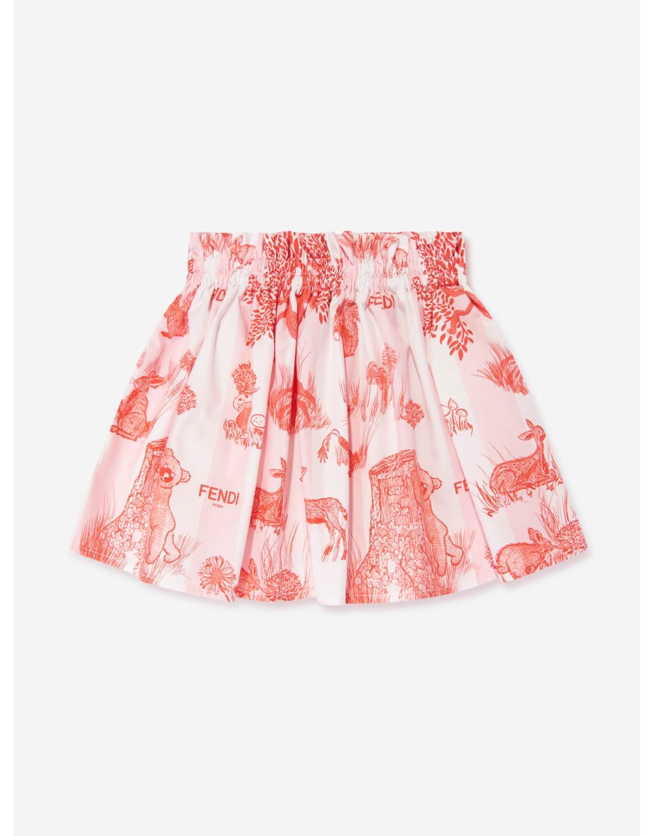 Fendi Baby Girls Beijing Forest Skirt in White