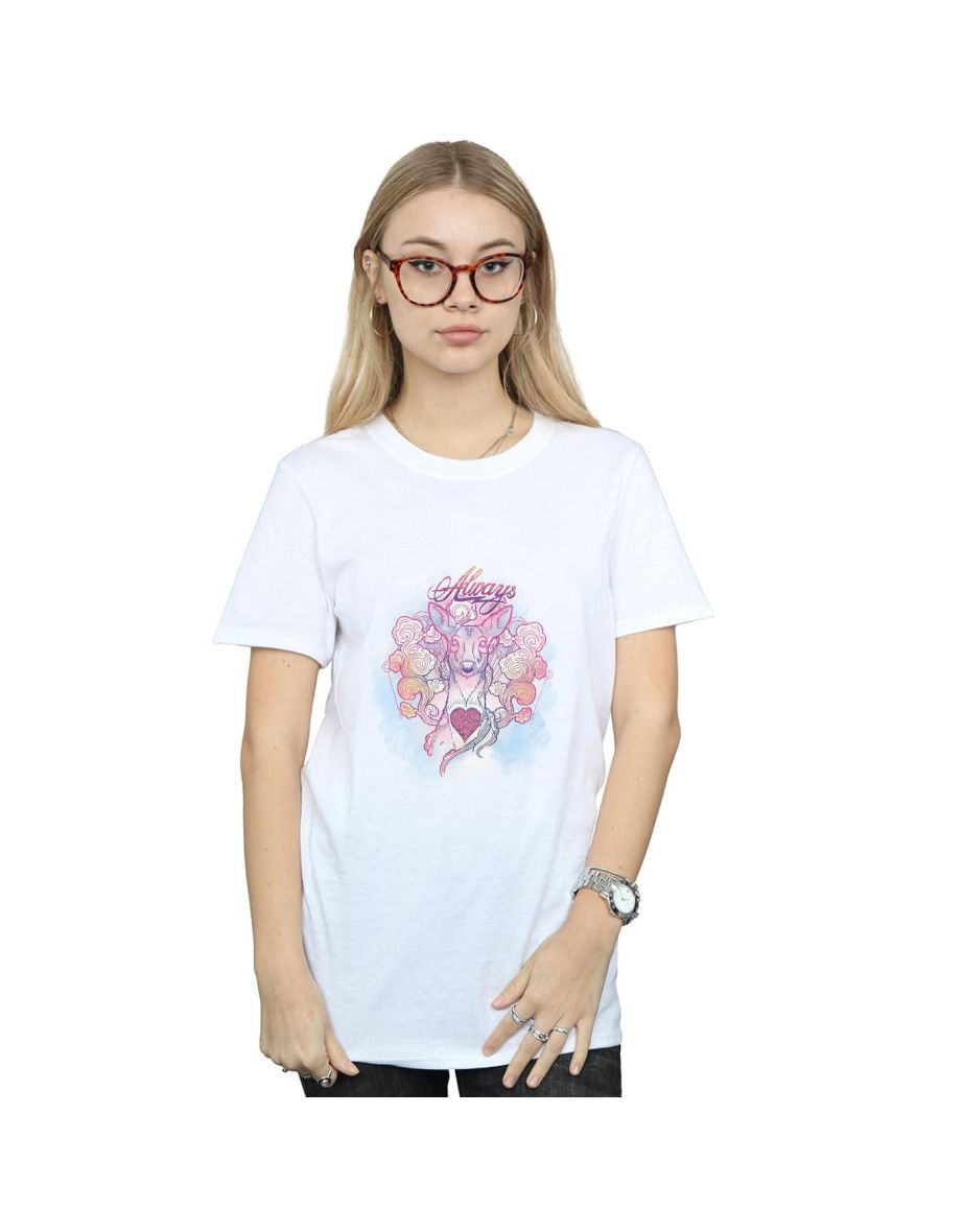 Harry Potter Womens/Ladies Always Doe Cotton Boyfriend T-Shirt - White