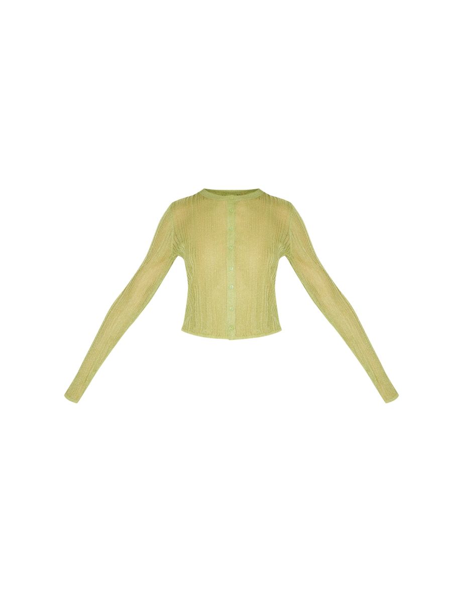 Olive Sheer Knit Cardigan - 4