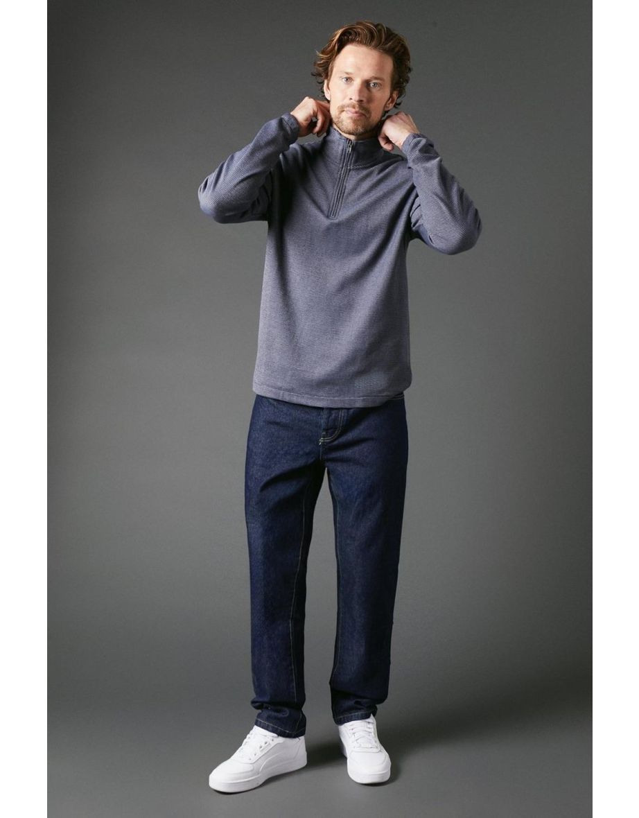 Birdseye Funnel Neck Half Zip Sweater