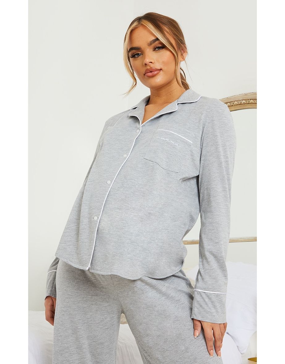 Maternity Grey Mama Long Sleeve PJ Top