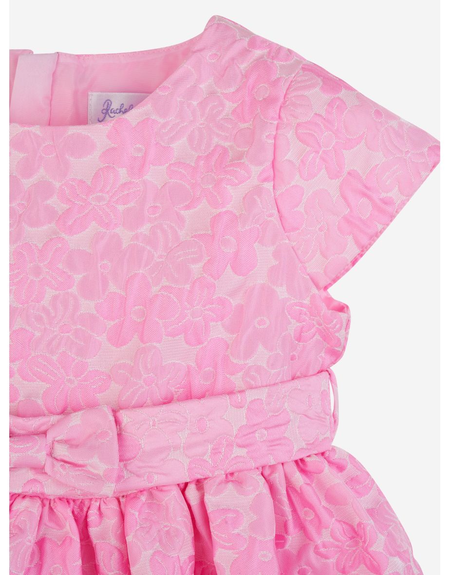 Girls Daisy Damask Party Dress in Pink - 3
