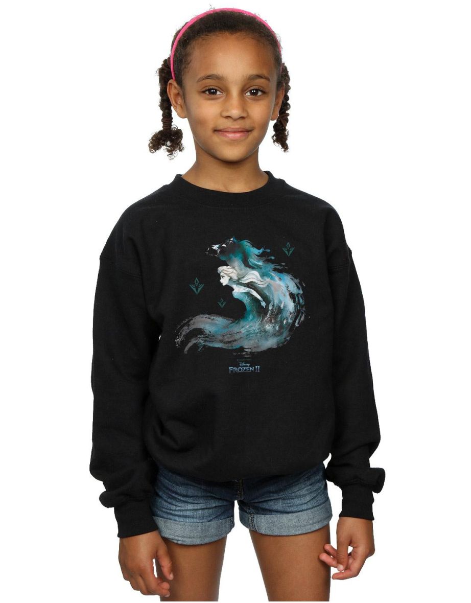 Disney Girls Frozen 2 Elsa With Nokk The Water Spirit Sweatshirt - Black