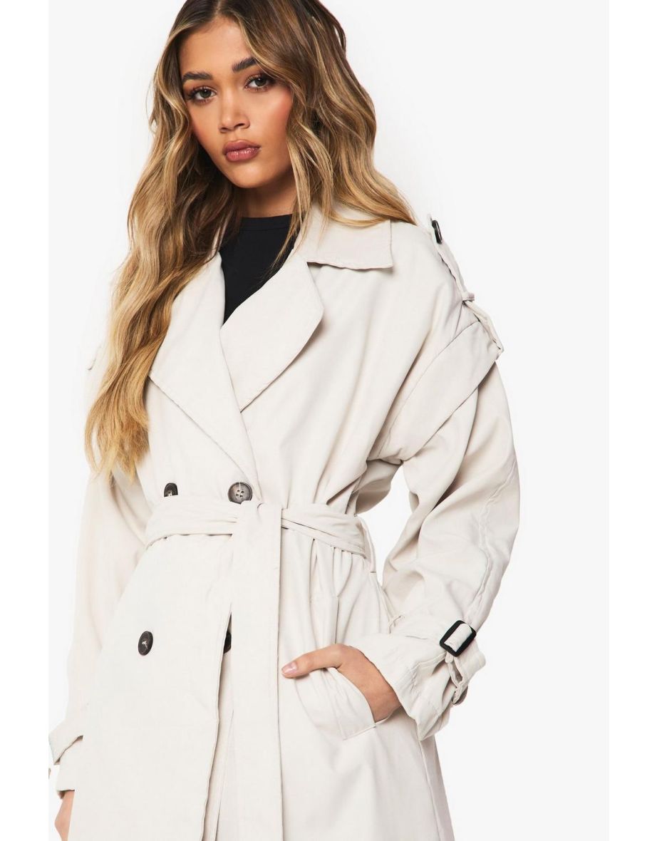 Maxi Belted Trench Coat - stone - 3