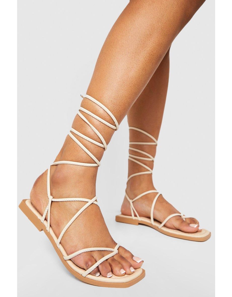 Cream lace up sandals on sale