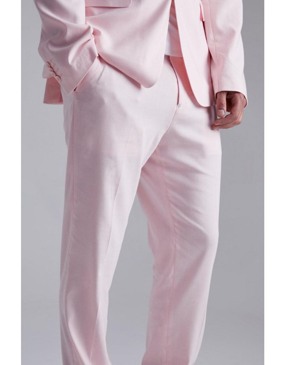 Tall Slim Linen Suit Trousers - light pink - 2