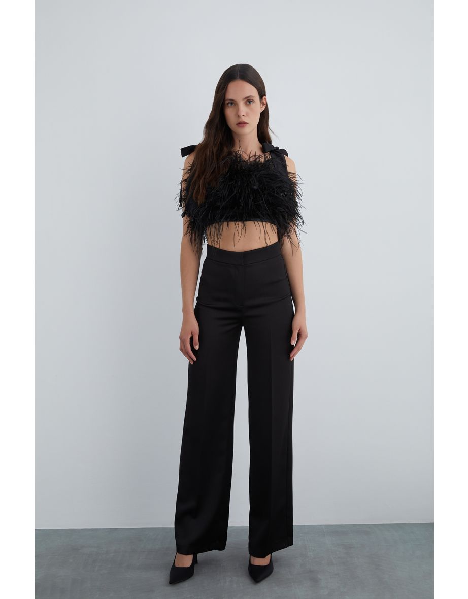 Furry Black Crop Top