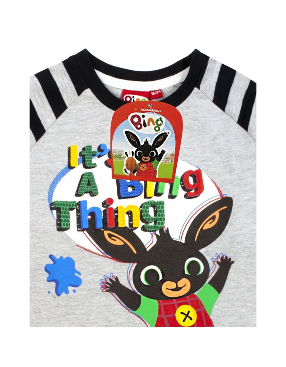 Bing Bunny Boys Its A Bing Thing Long-Sleeved Pyjama Set - Grey/Black - 3