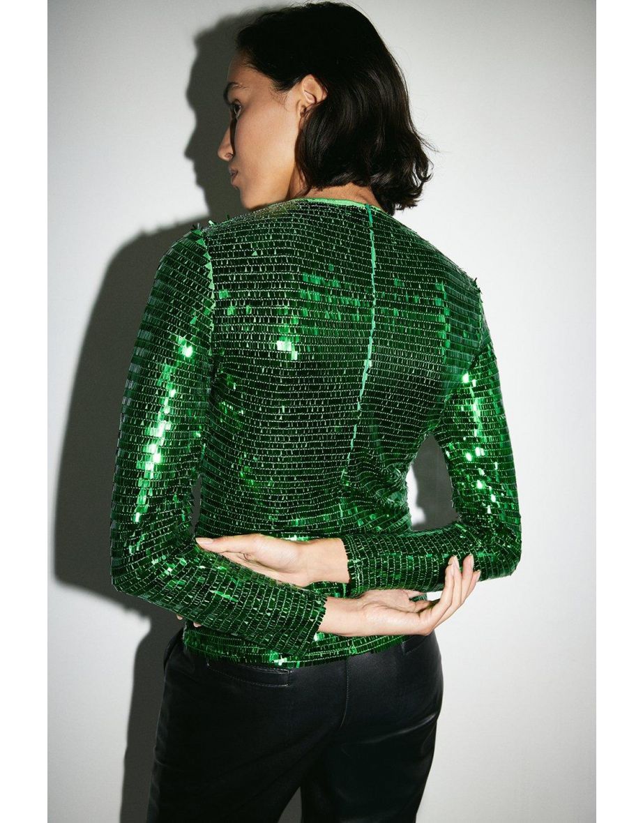 Rectangle Sequin Cut Out Top - 2