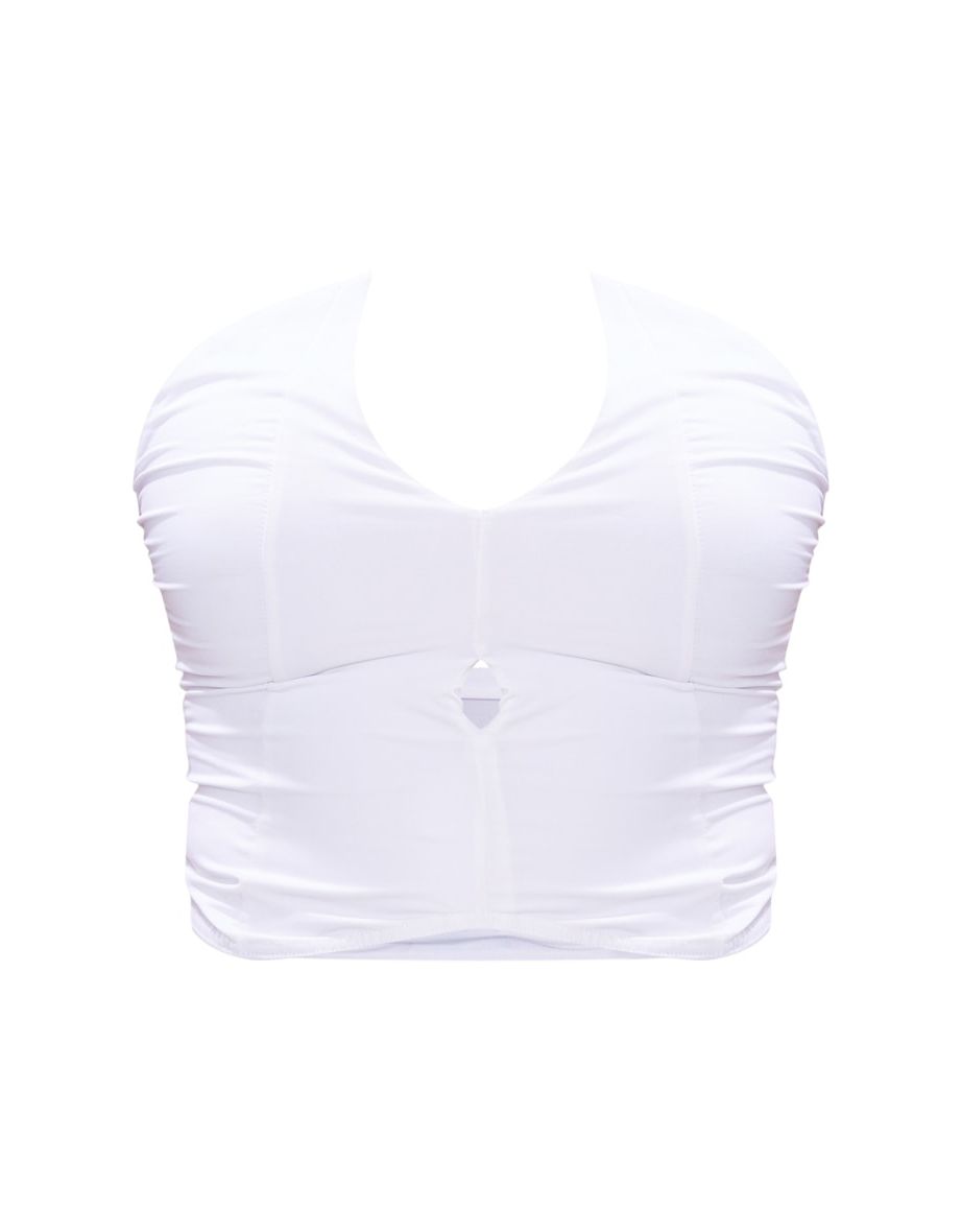 White Slinky Pointed Hem Bandeau Top - 4
