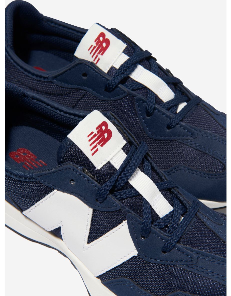 Kids 327 Lace Up Logo Trainers in Blue - 3