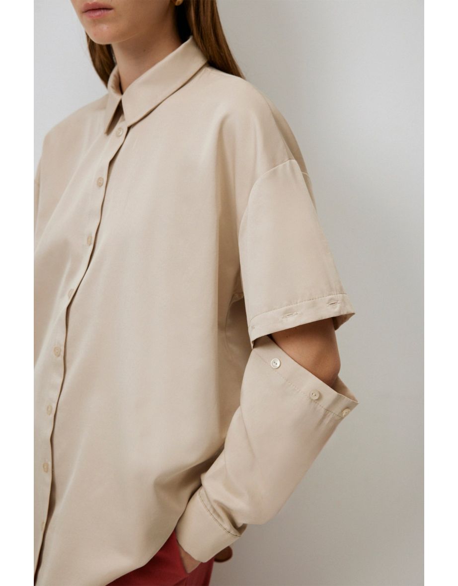POPLIN SHIRT WITH DETACHABLE SLEEVES - 5