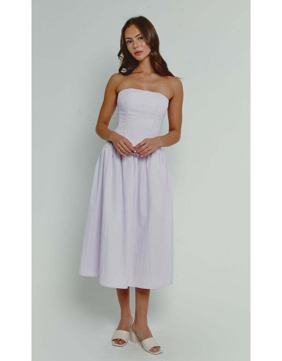 Lilac Corset Drop Waist Midi Dress