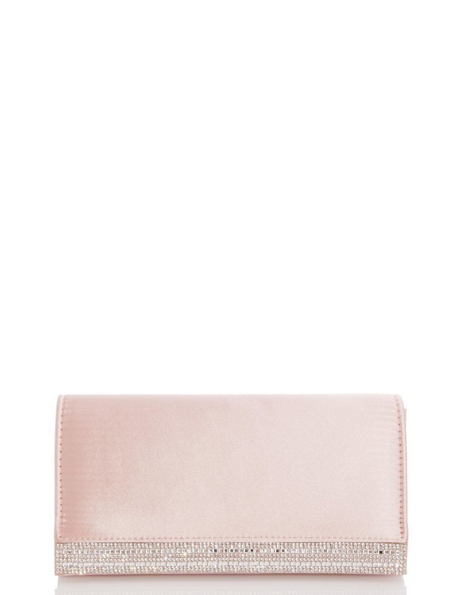 Pink Satin Diamante Stripe Bag