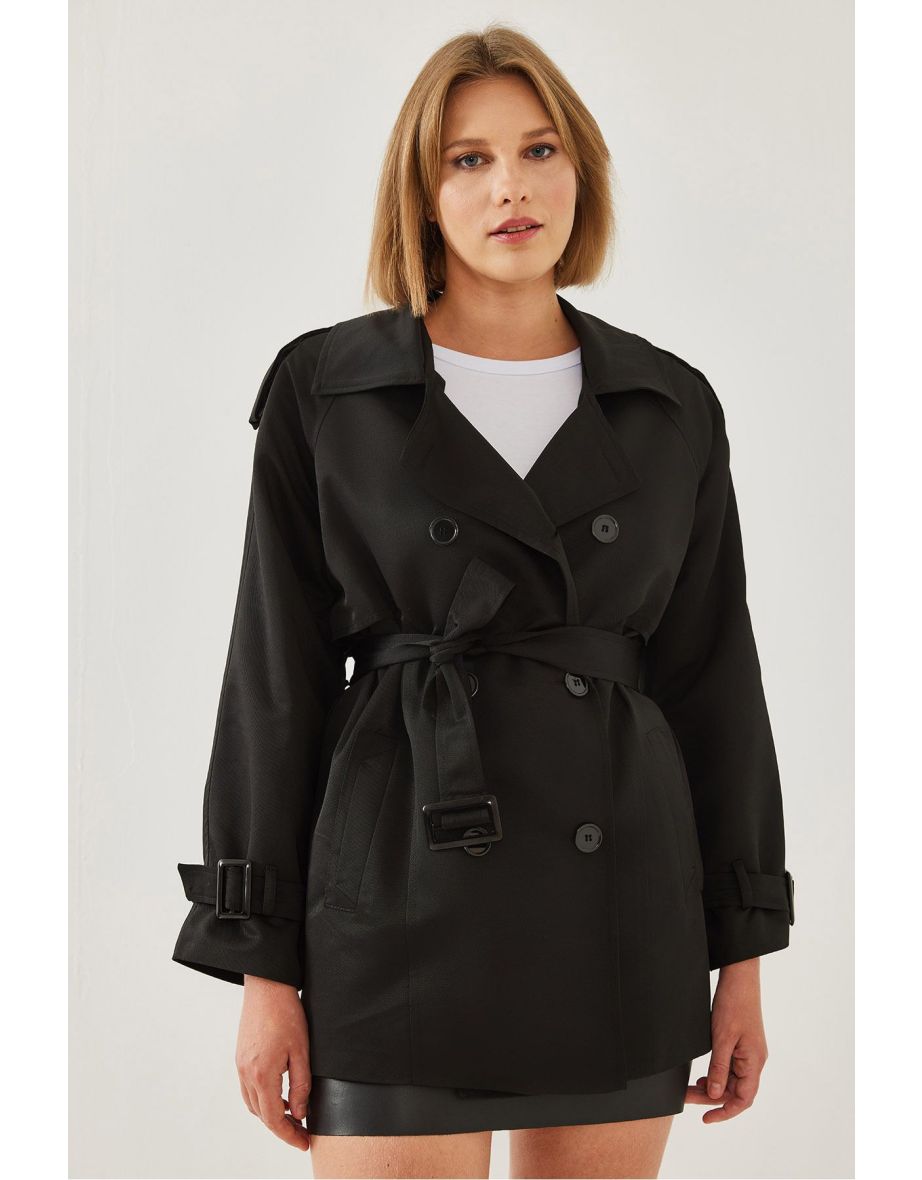 Women's Epaulettes Detail Intermediate Trench Coat - 6