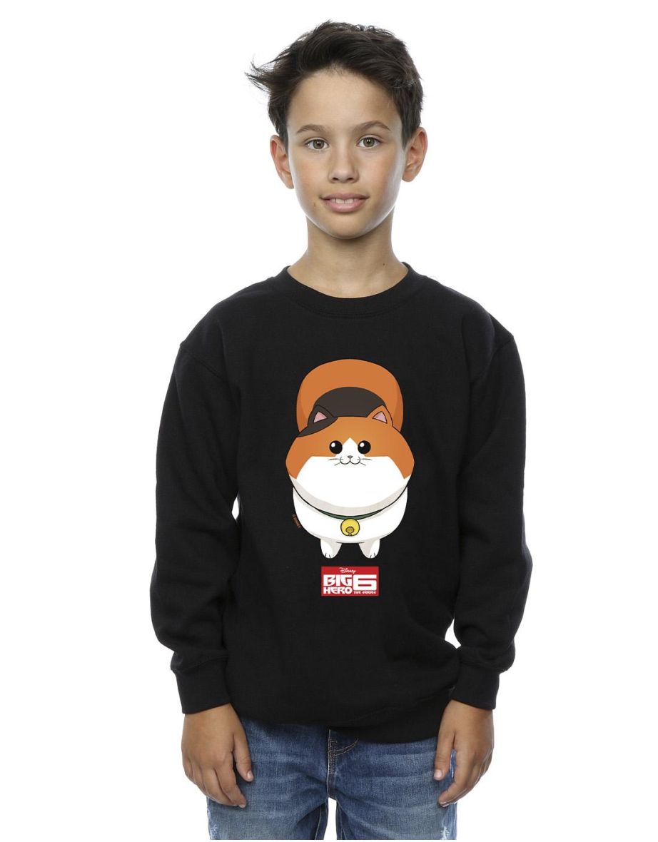 Disney Boys Big Hero 6 Baymax Kitten Face Sweatshirt - Black