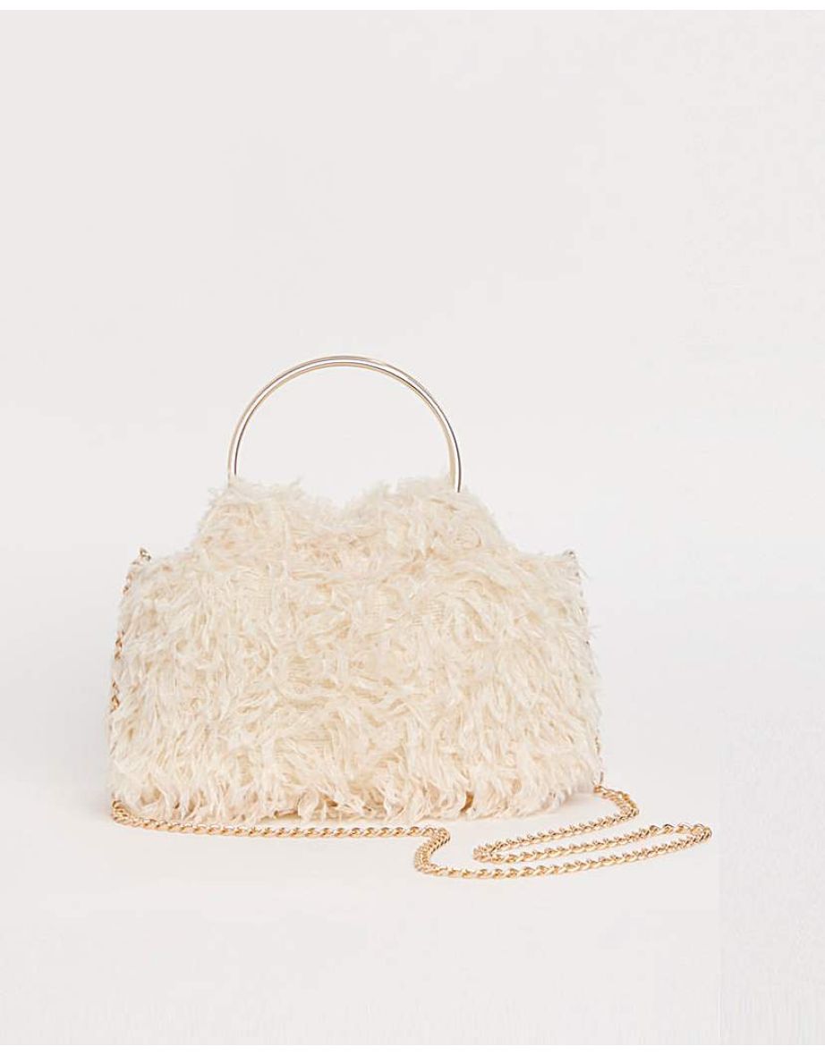 Joanna Hope Faux Feather Grab Clutch Bag