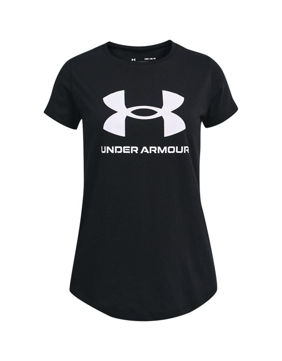 Girl's Under Armour Juniors Sportswear Logo T-Shirt in Black