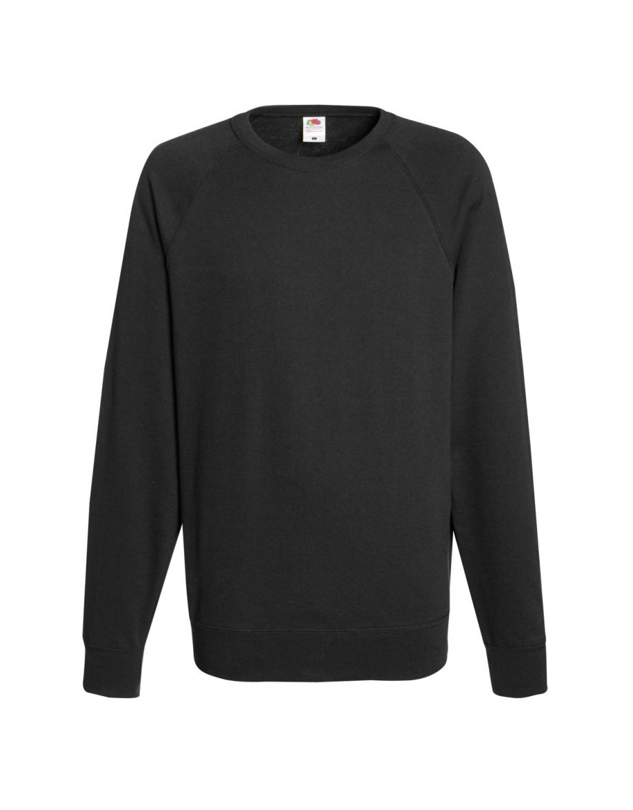 Fruit Of The Loom Mens Lightweight Raglan Sweatshirt (240 GSM) - Black