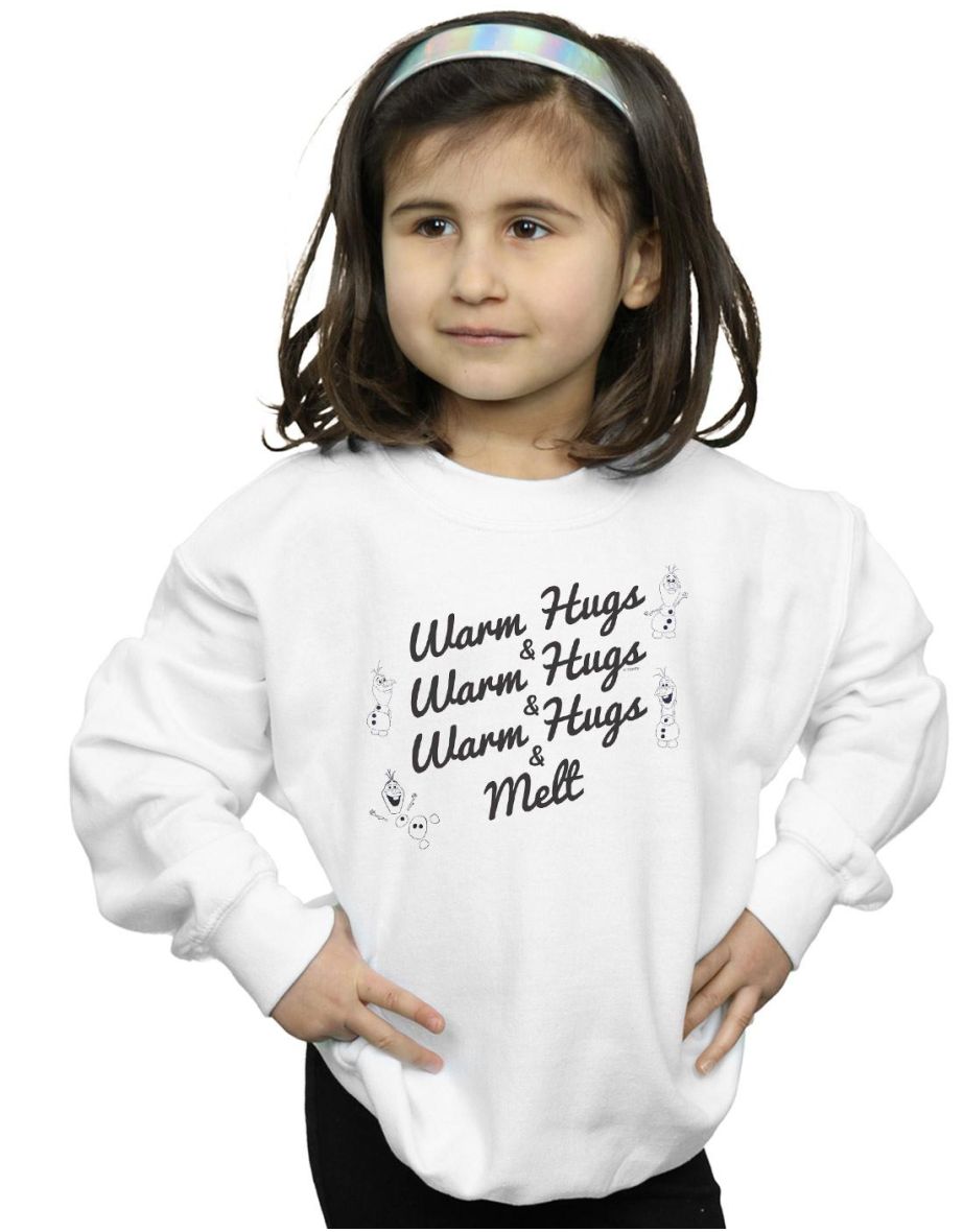 Disney Girls Frozen 2 Olaf Warm Hugs And Melt Sweatshirt - White