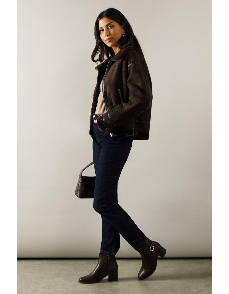 Good For The Sole: Mella Medium Block Heel Buckle Detail Ankle Boots